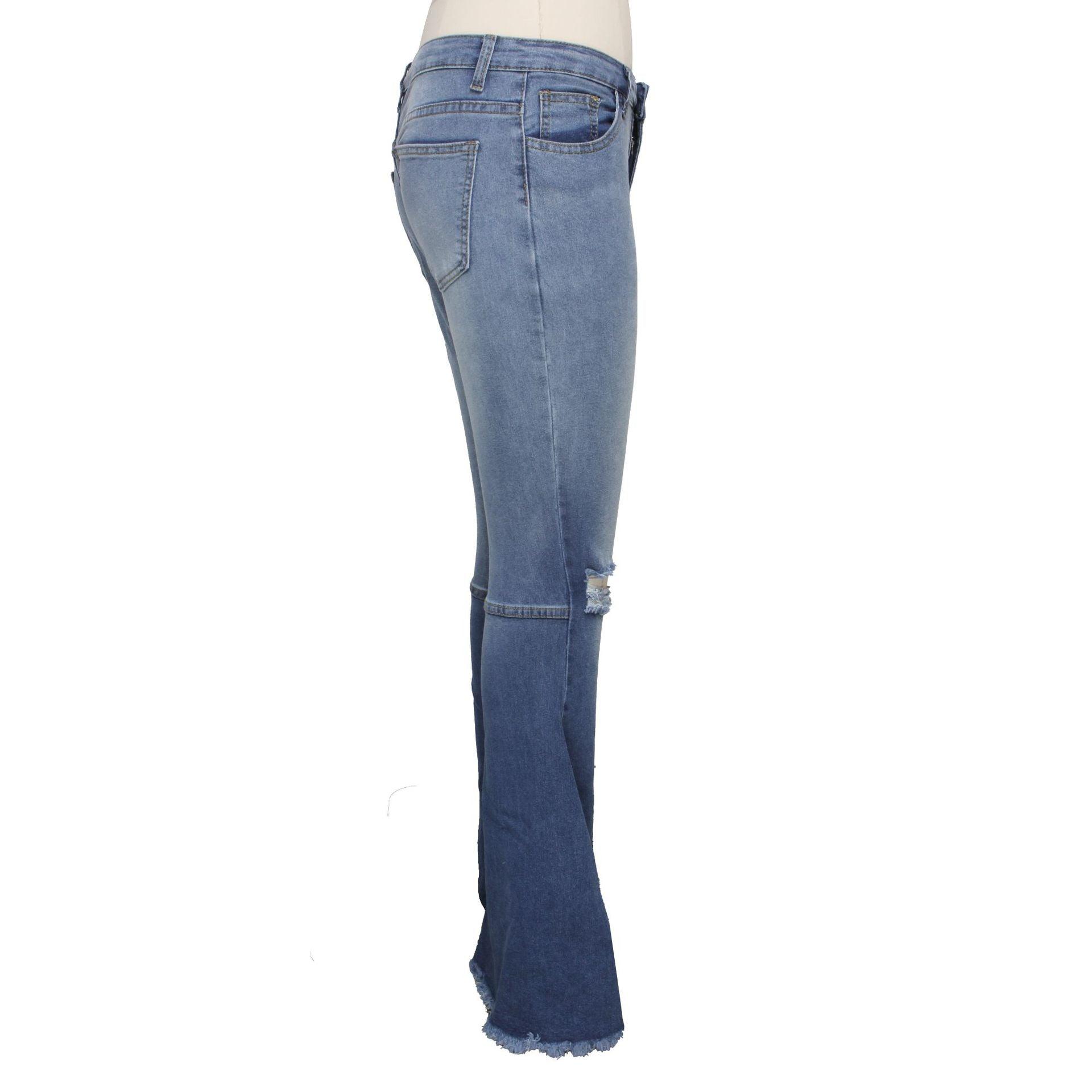 Wide Leg Jeans With Holes In The Knee - MAXIME