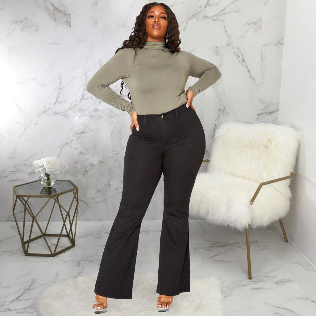 Slim Fit Wide Leg Plus Size Flare Jeans - MAXIME