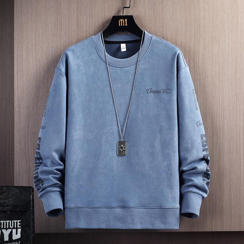 Trendy Casual Suede Round Neck Sweater For Men - MAXIME