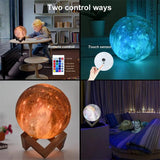 Moon Lamp Kids Night Light Galaxy Lamp 16 Colors LED 3D Star Moon Light Change Touch And Remote Control Galaxy Light For Gifts - MAXIME