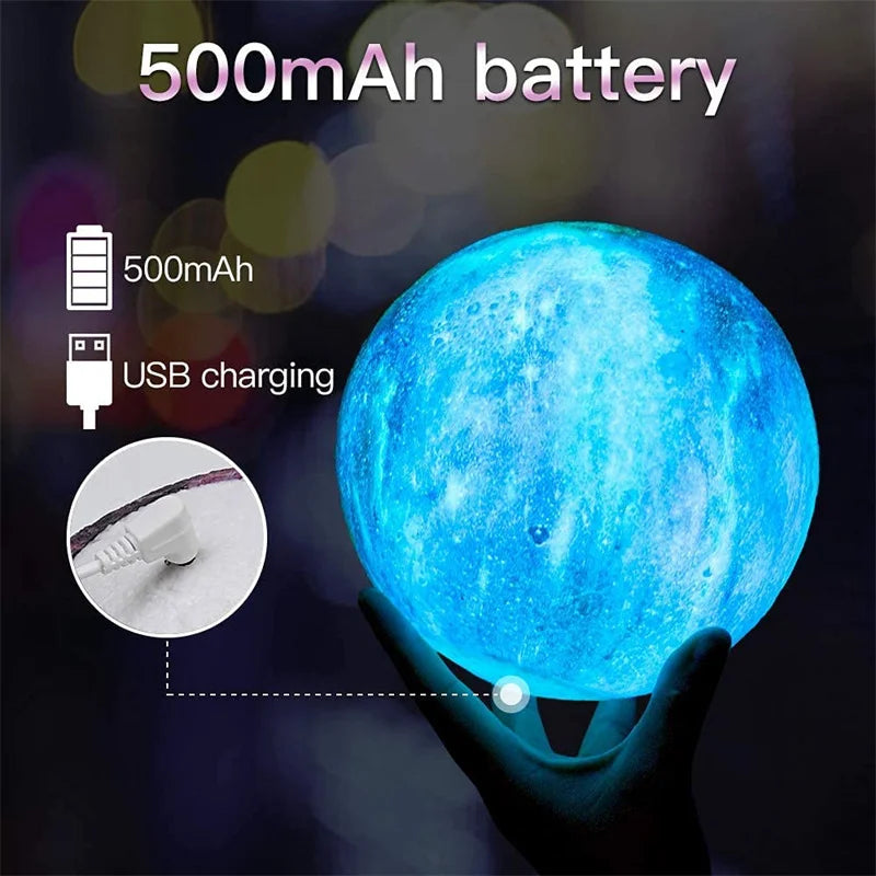 Moon Lamp Kids Night Light Galaxy Lamp 16 Colors LED 3D Star Moon Light Change Touch And Remote Control Galaxy Light For Gifts - MAXIME