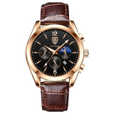 POEDAGAR Fashion Men's Watch Leather Top Brand Luxury Waterproof Sports Mens - MAXIME