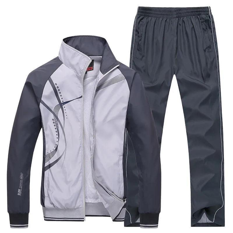 Men Tracksuit 2 Piece Sets Sports Suit Jacket+Pant Sweatsuit - MAXIME