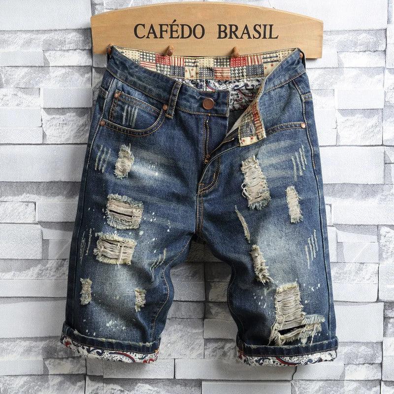 Casual Slim Fit Ripped Retro Short Jeans Male Brand - MAXIME