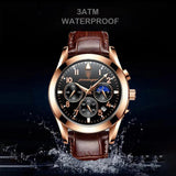 POEDAGAR Mens Watches Sports Leather Watch Waterproof Luminous - MAXIME