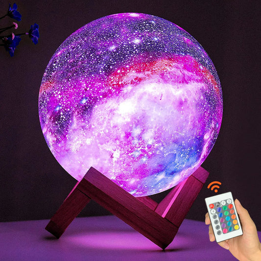 Moon Lamp Kids Night Light Galaxy Lamp 16 Colors LED 3D Star Moon Light Change Touch And Remote Control Galaxy Light For Gifts - MAXIME