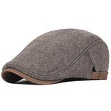 Newsboy Cap Men Winter Wool Thick Warm Hat Peaked Cap Adjustable - MAXIME