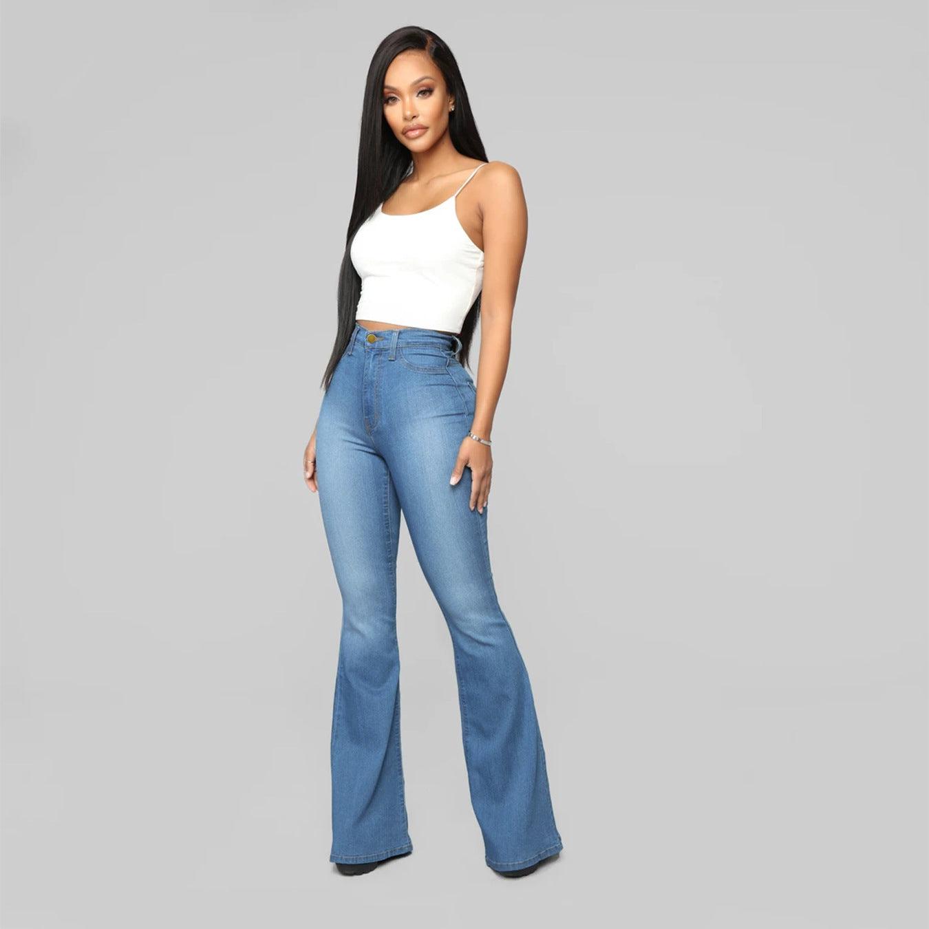 Classic High Waist Slim Denim Horseshoe Pants - MAXIME