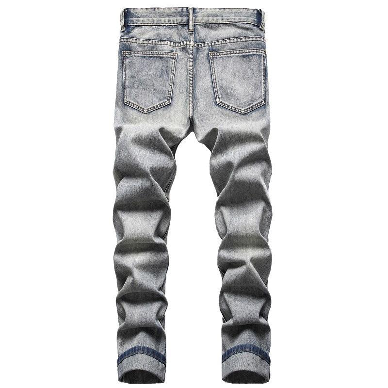 Nostalgic Jeans Ripped Special Embroidered Men's Pants - MAXIME