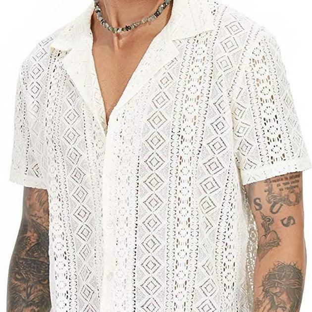 Maxime Lace Shirt Hollow Out See-through - MAXIME