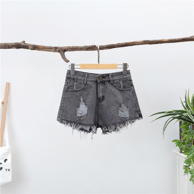 High Waist Wide-leg Denim Shorts - MAXIME