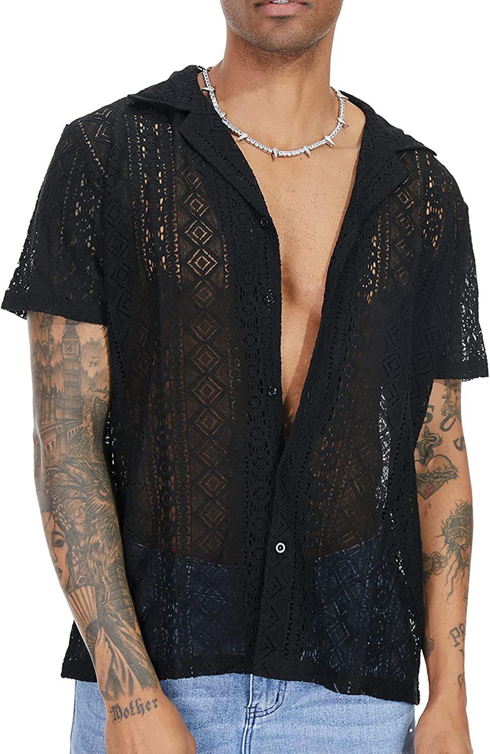 Maxime Lace Shirt Hollow Out See-through - MAXIME