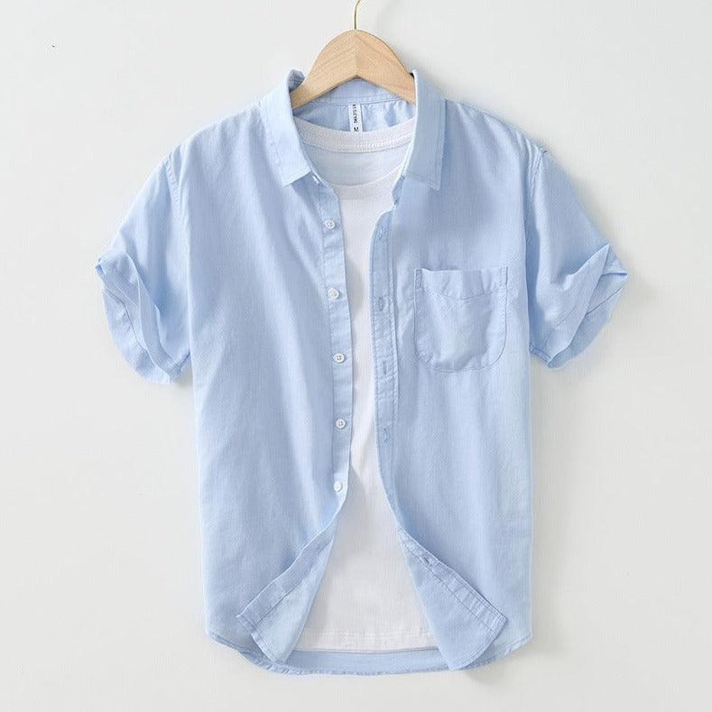 Simple Cotton And Linen Square Collar Shirt Men - MAXIME