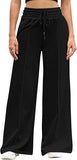 MAXIME High Waist Drawstring Wide Leg Trousers - MAXIME