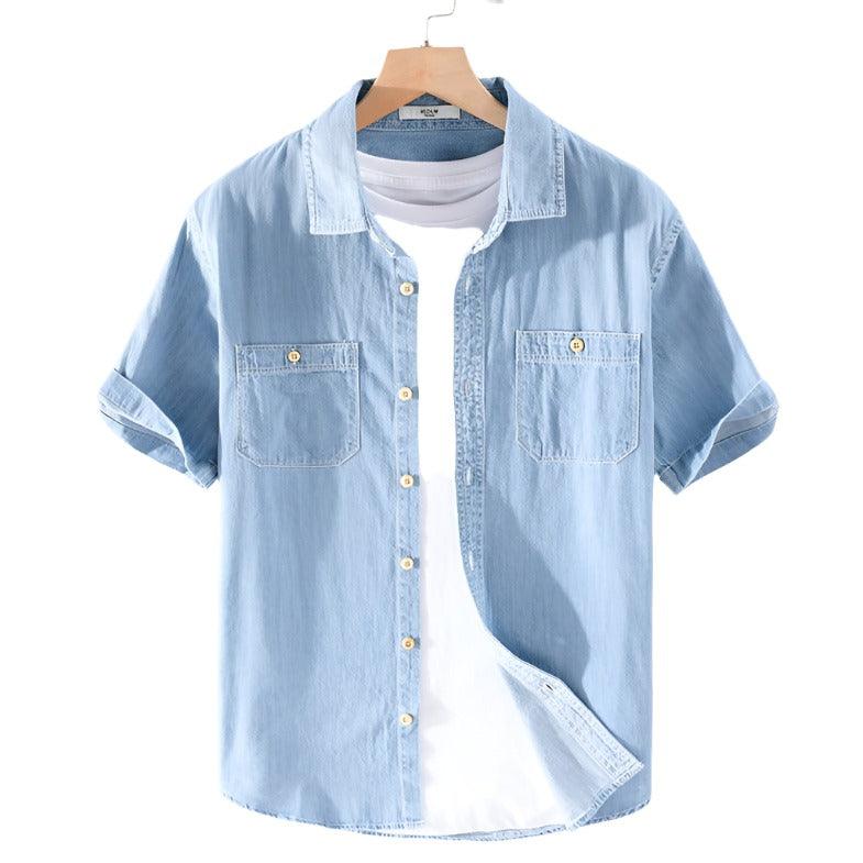 Casual Denim Short-sleeved Shirt - MAXIME