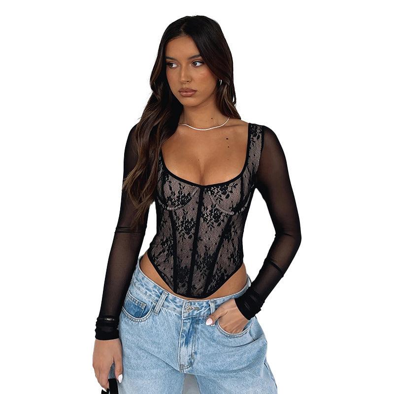 Maxime Lace Long-sleeved Top - MAXIME