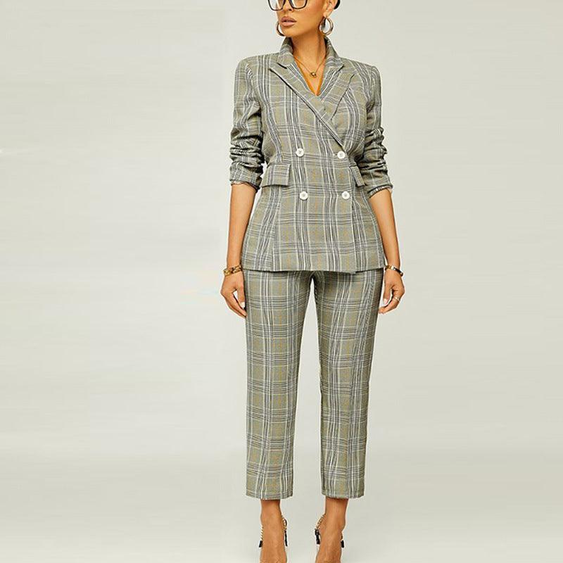 MAXIME Elegant Slim Plaid Business Suit - MAXIME