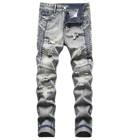 Nostalgic Jeans Ripped Special Embroidered Men's Pants - MAXIME