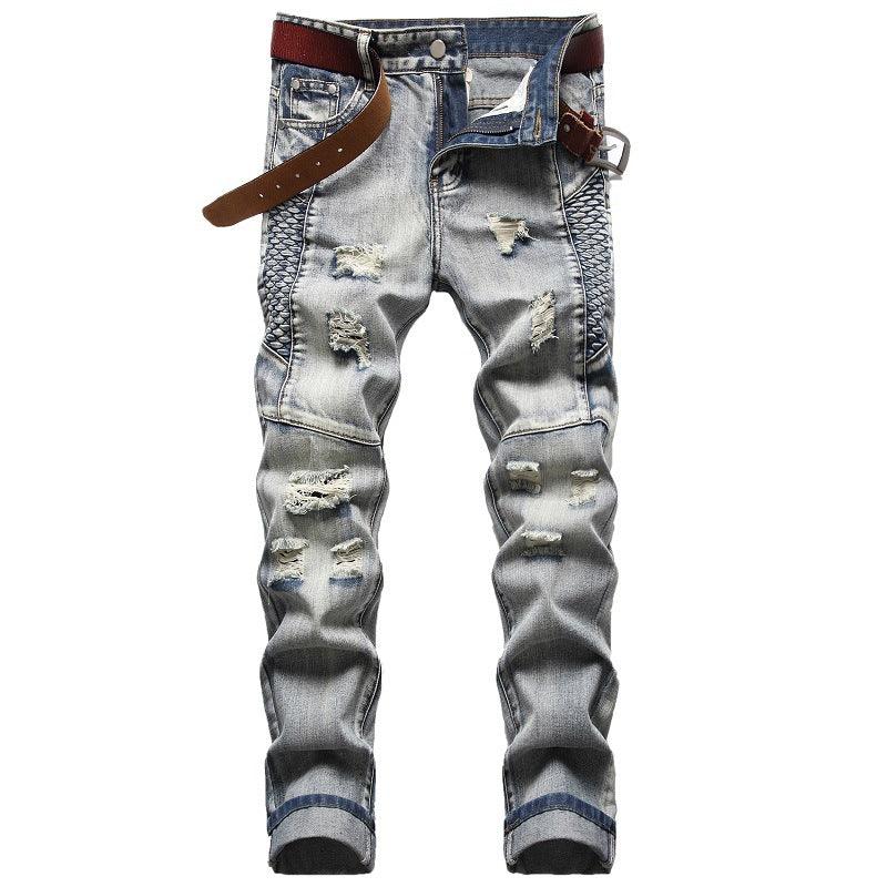 Nostalgic Jeans Ripped Special Embroidered Men's Pants - MAXIME