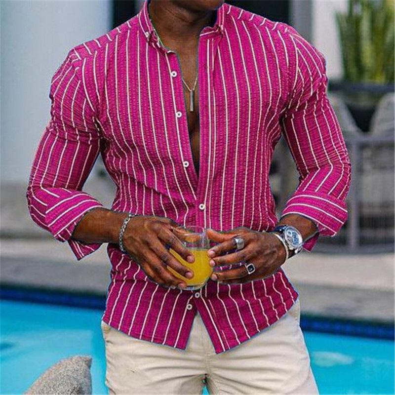 Maxime Long Sleeve Lapel Plaid Shirt - MAXIME