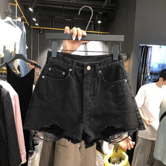 Tassel Raw Edge Denim Shorts - MAXIME