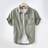 Simple Cotton And Linen Square Collar Shirt Men - MAXIME