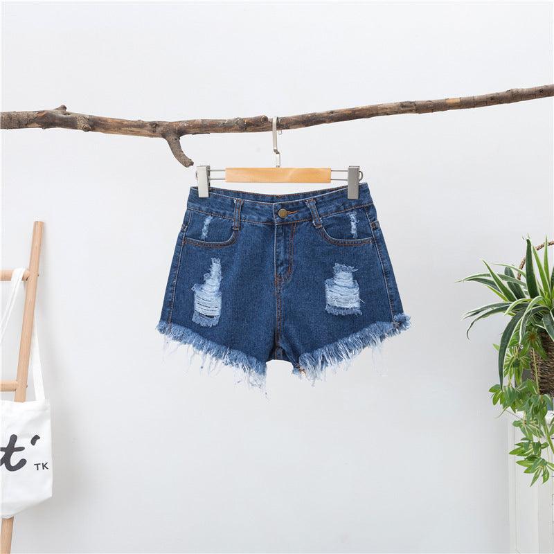 High Waist Wide-leg Denim Shorts - MAXIME