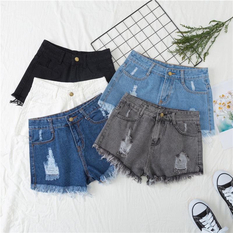 High Waist Wide-leg Denim Shorts - MAXIME