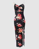 Maxime Split Spaghetti-strap Floral Print Dress - MAXIME