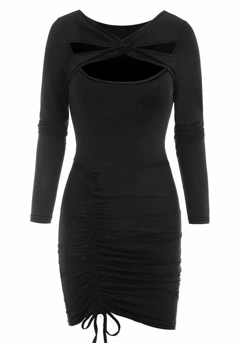 Maxime V-neck Long Sleeve Narrow Dress - MAXIME