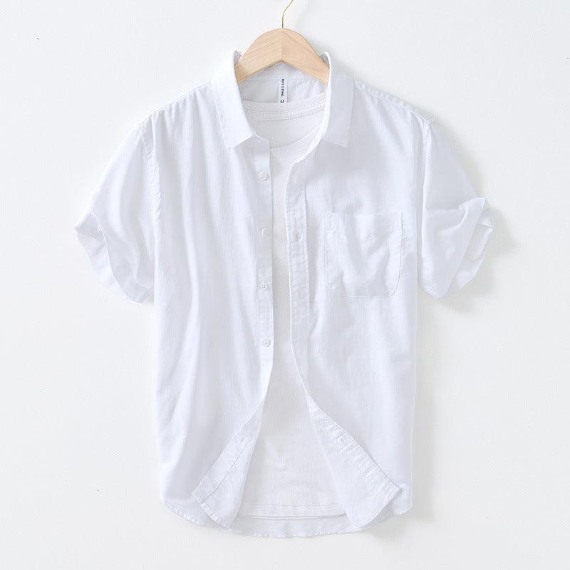 Simple Cotton And Linen Square Collar Shirt Men - MAXIME