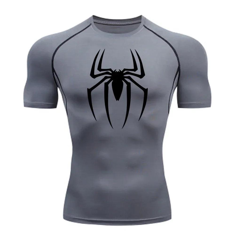 Men's Spider Print Compression Shirt, - MAXIME