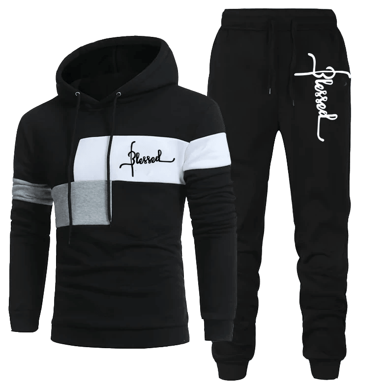 Men Tracksuits Autumn Winter Hooded Sweater and Sweatpants Two Piece Set - MAXIME