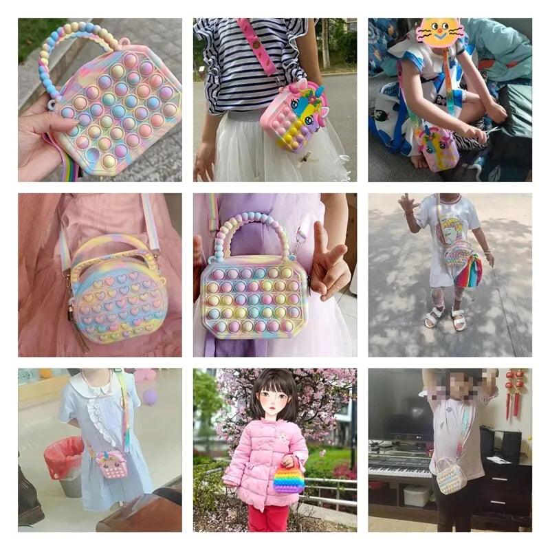 Maxime Pop Purse Silicone Sensory Push Pop Bubble Bag Crossbody Bag Antistress Toys Reliver Autism Handbag Coin Pouch for Kids - MAXIME