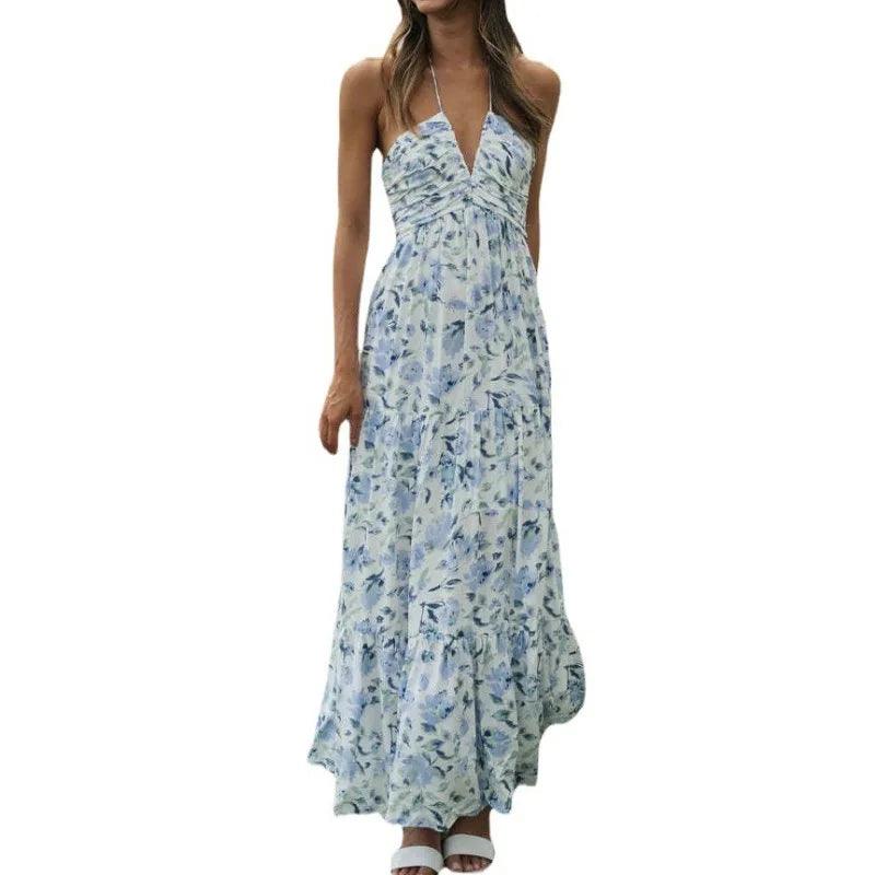 Women's Summer V Neck Sleeveless Long Beach Dresses - MAXIME