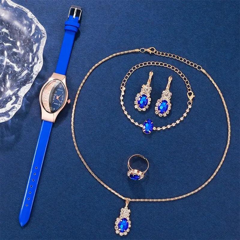 Maxime 6PCS Set Women Fashion Quartz Watch Female Clock Rhinestone Dial Luxury Brand Design Women Watches Simple Ladies WristWatch - MAXIME