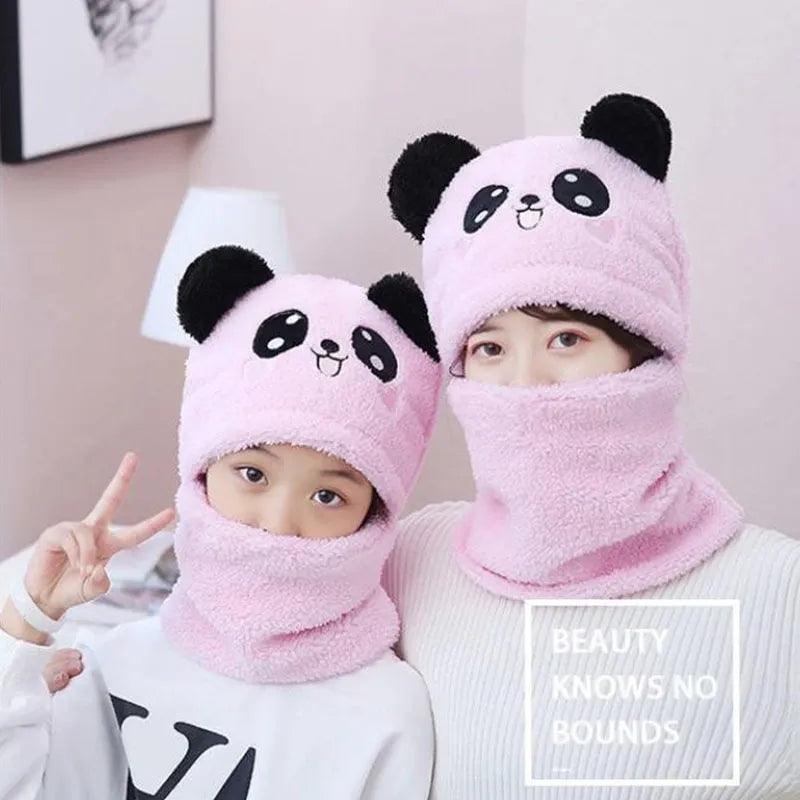 Maxime Fashionable Autumn and Winter Cute Childrens Cartoon Scarf Hat Two Piece Set Double Layer Wool Warm Boys and Girls Hat - MAXIME