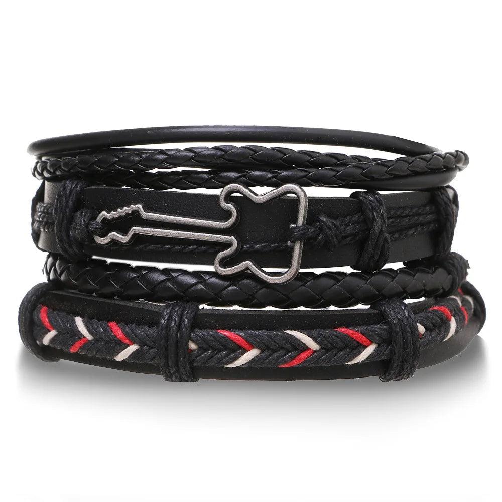 4Pcs/ Set Braided Wrap Leather Bracelets for Men - MAXIME