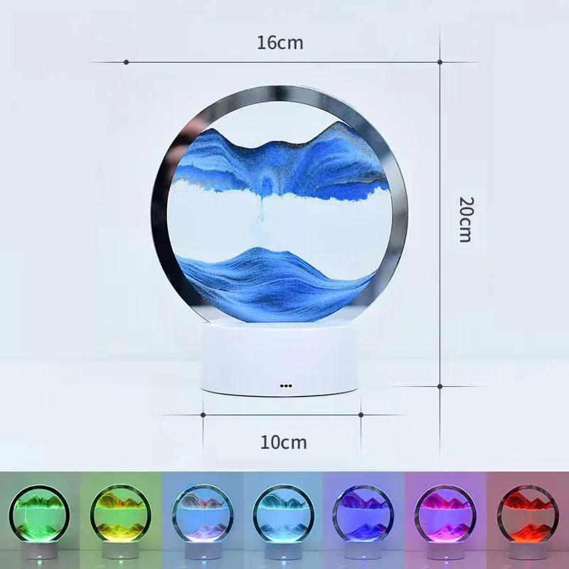 LED RGB Sandscape Lamp， Moving Sand Art Night Light with 7 Colors Hourglass Light 3D Deep Sea Display Decoration Christmas Gift - MAXIME