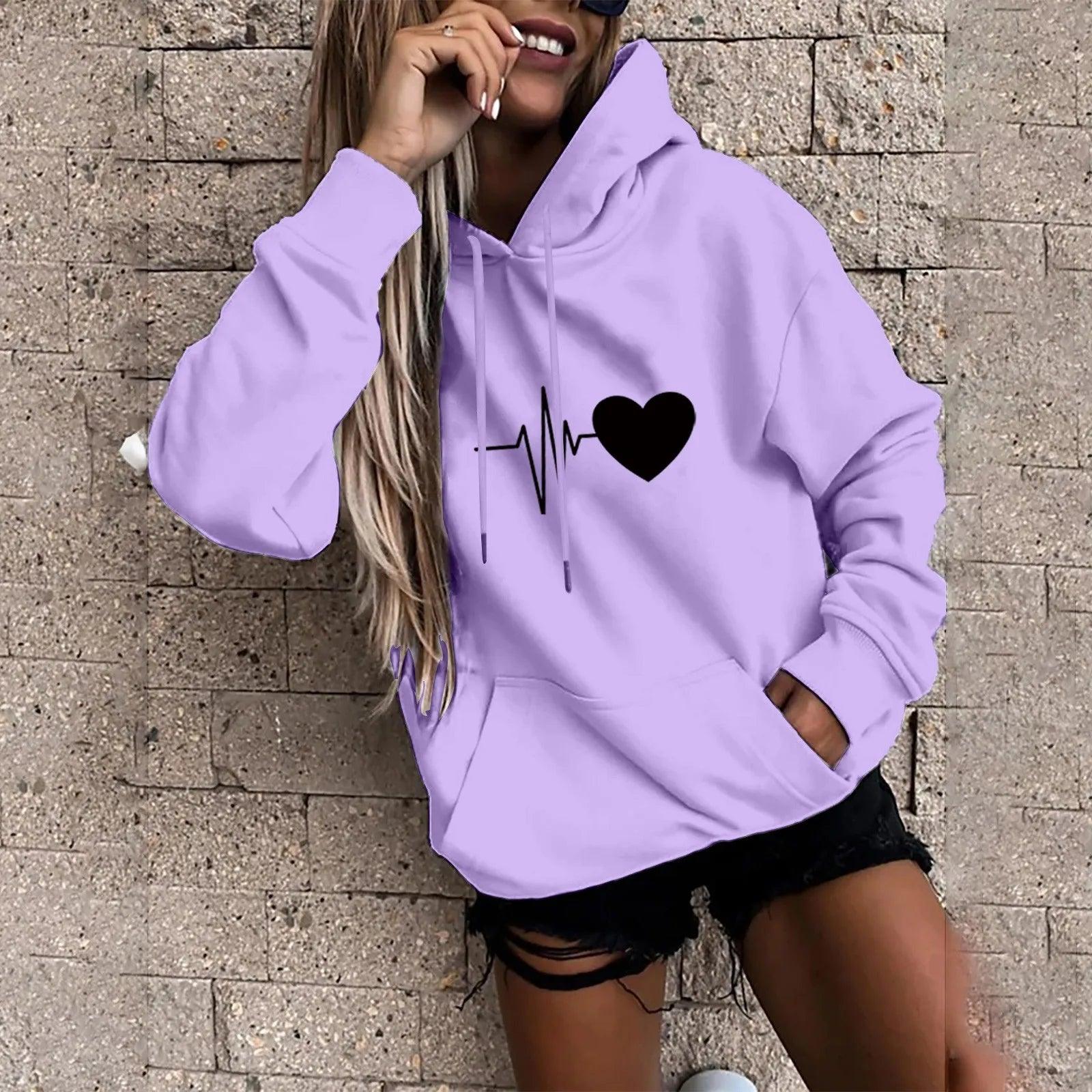 Women'S Hooded Sweatshirt Loose Sports Tops Pullover new - MAXIME