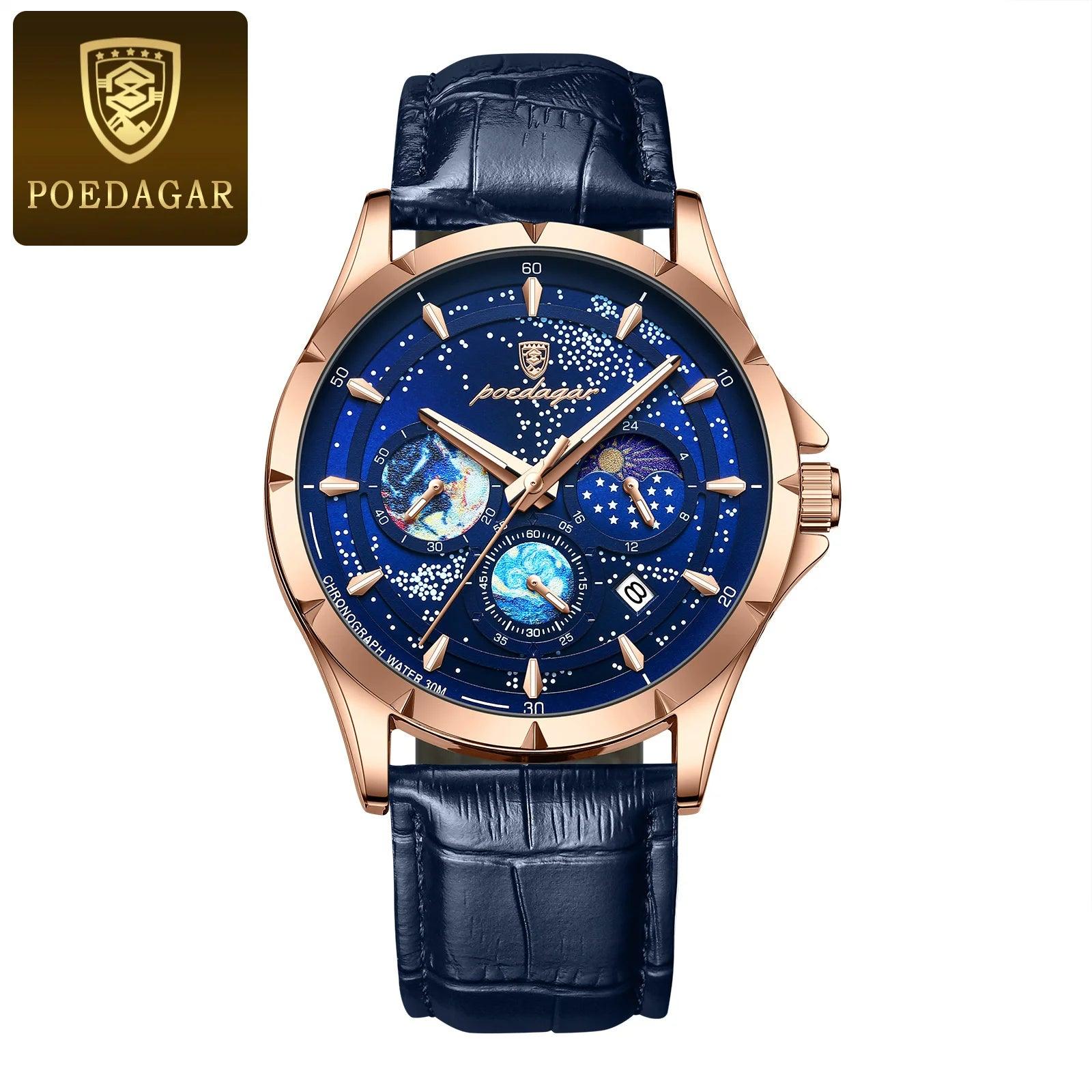 POEDAGAR Casual Man Wristwatch Luxury Waterproof Luminous Date Men Watch C - MAXIME