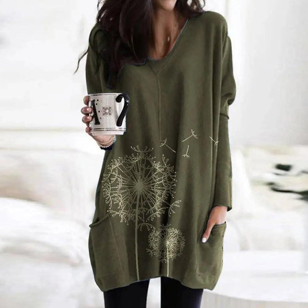 Women's Long Sleeve Tops T-shirt Ladies Casual Loose Blouse - MAXIME