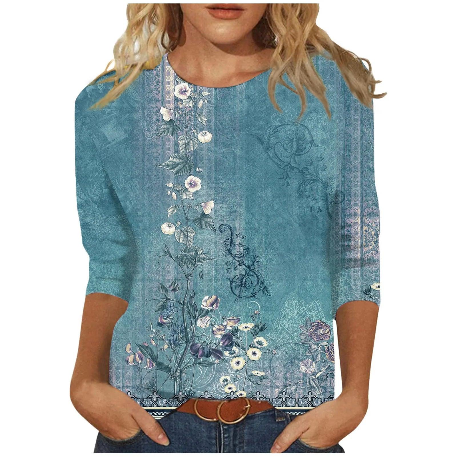 Women Cute Print Graphic Tees Blouses Casual Plus Size - MAXIME