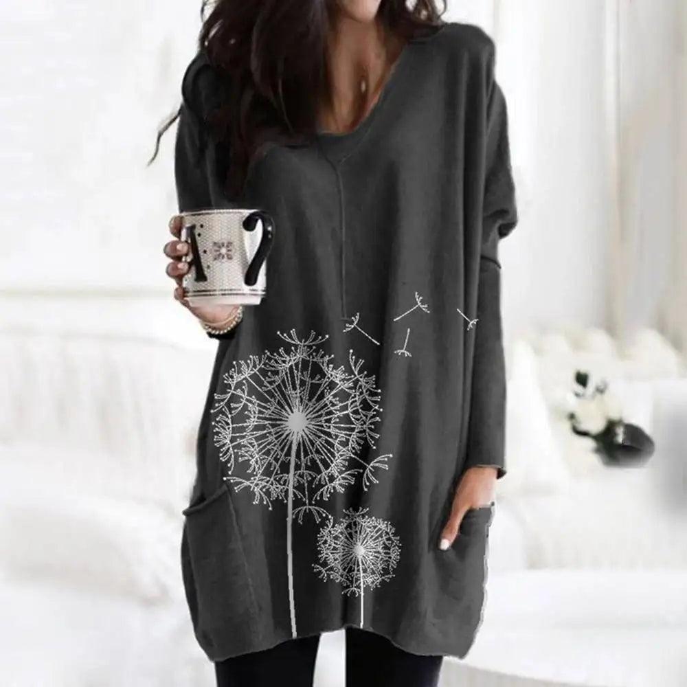 Women's Long Sleeve Tops T-shirt Ladies Casual Loose Blouse - MAXIME