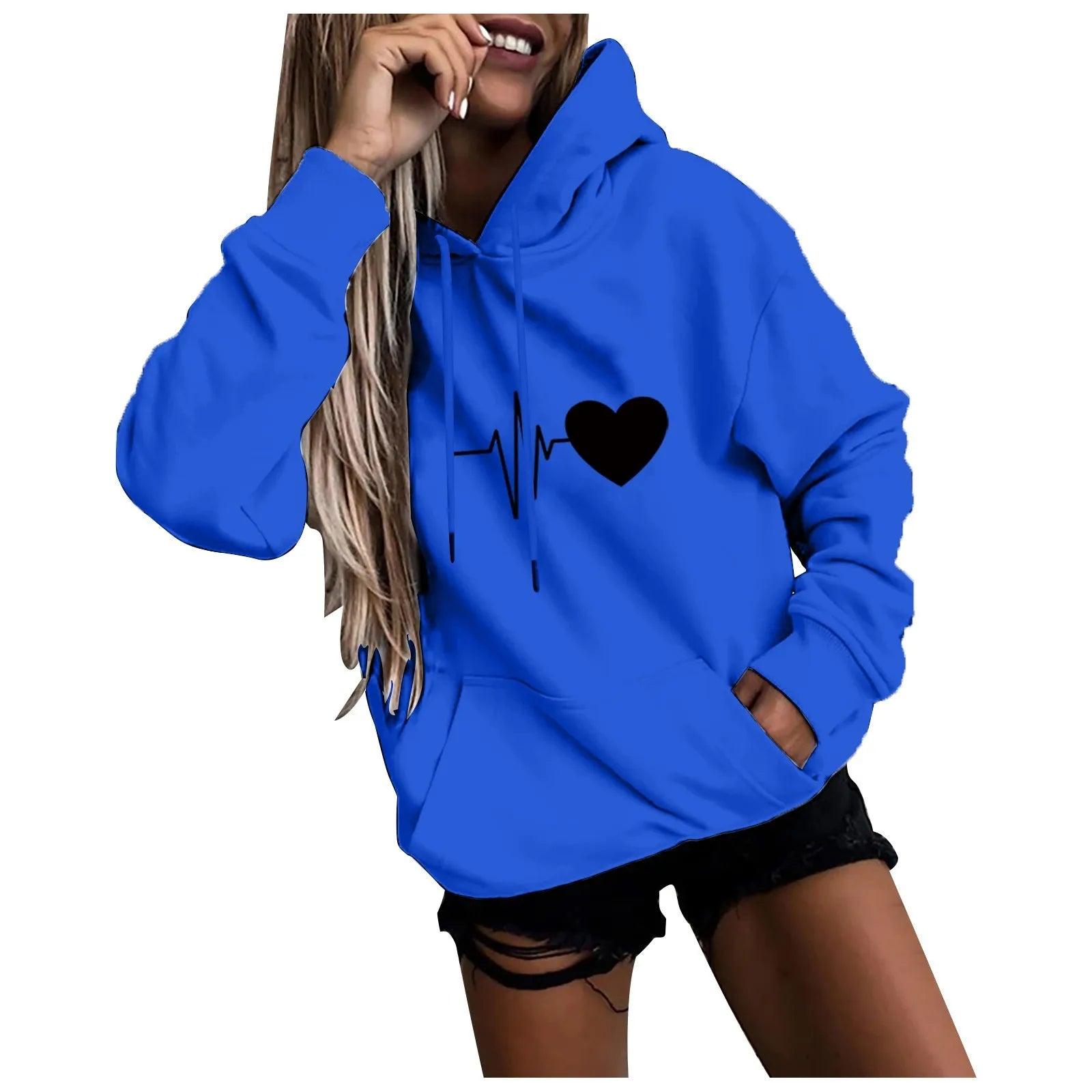 Women'S Hooded Sweatshirt Loose Sports Tops Pullover new - MAXIME