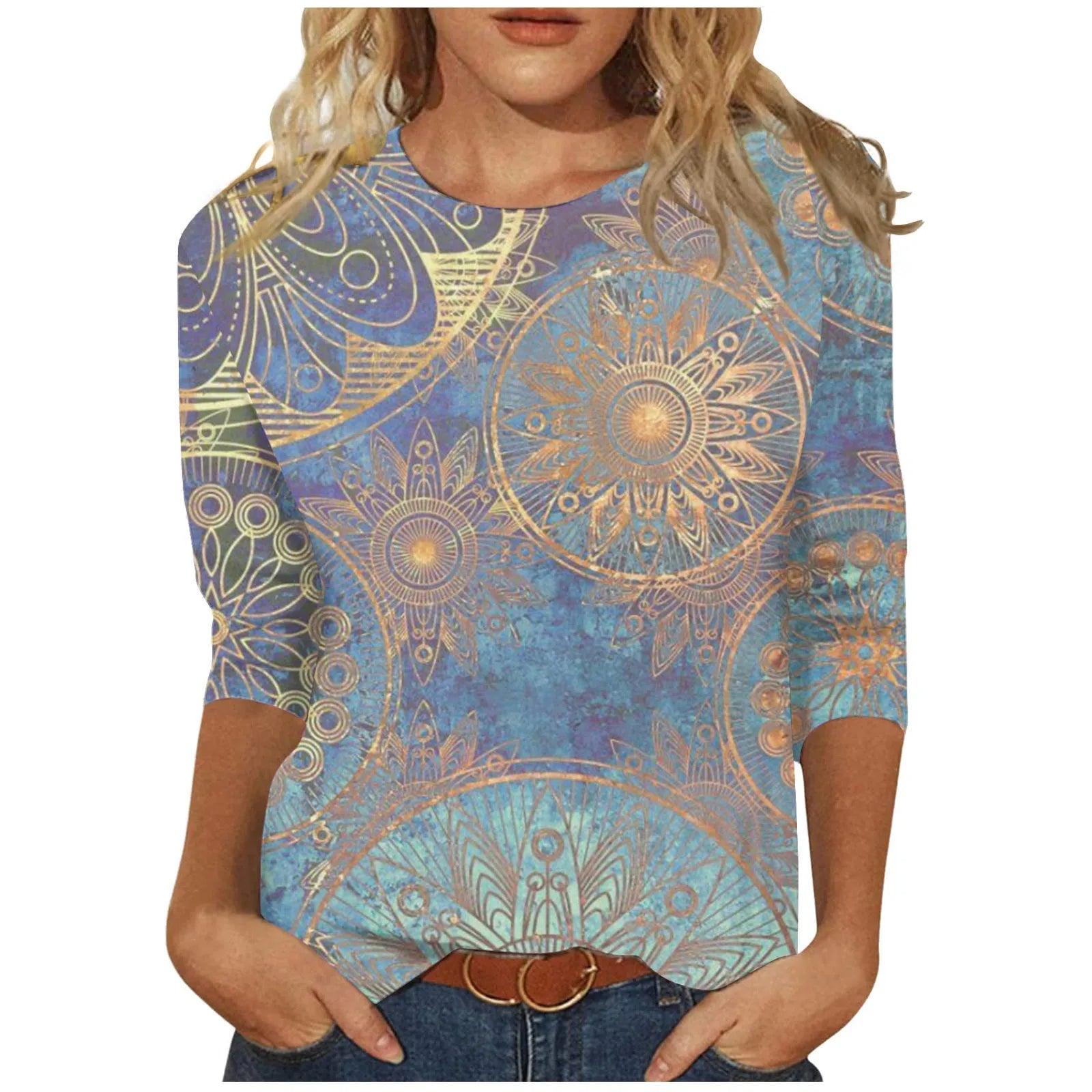 Women Cute Print Graphic Tees Blouses Casual Plus Size - MAXIME