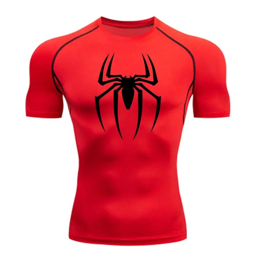 Men's Spider Print Compression Shirt, - MAXIME