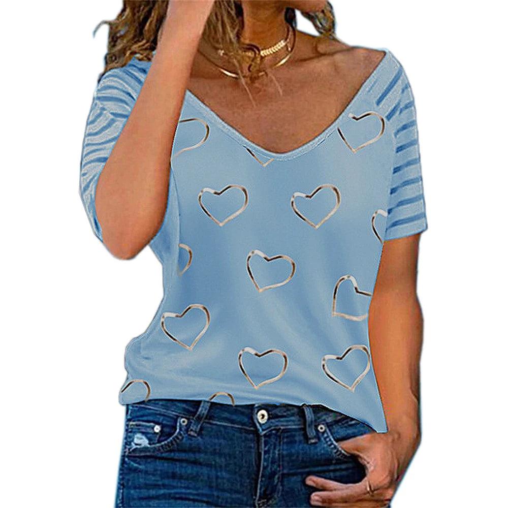 women blouse New love short sleeve loose T-shirt - MAXIME