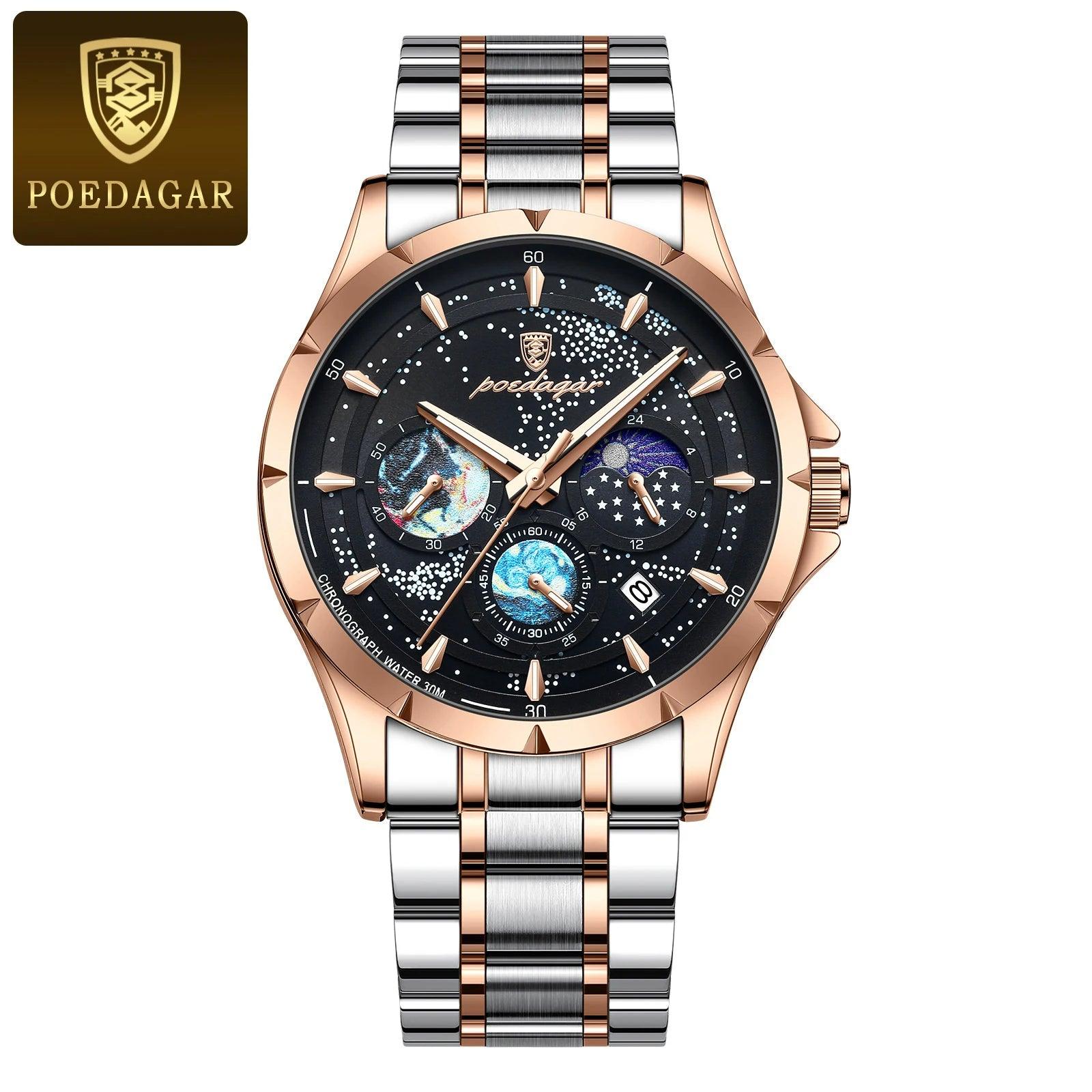 POEDAGAR Casual Man Wristwatch Luxury Waterproof Luminous Date Men Watch C - MAXIME