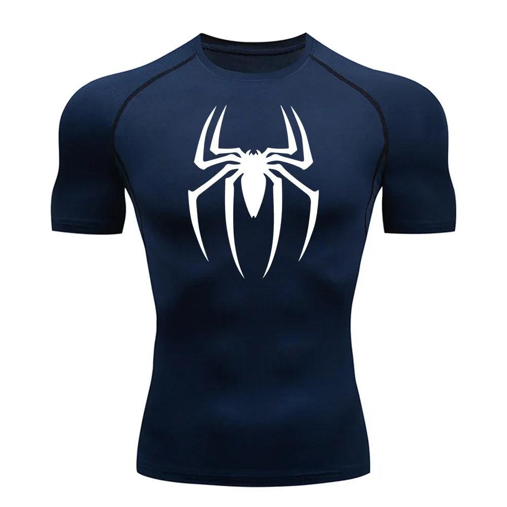 Men's Spider Print Compression Shirt, - MAXIME